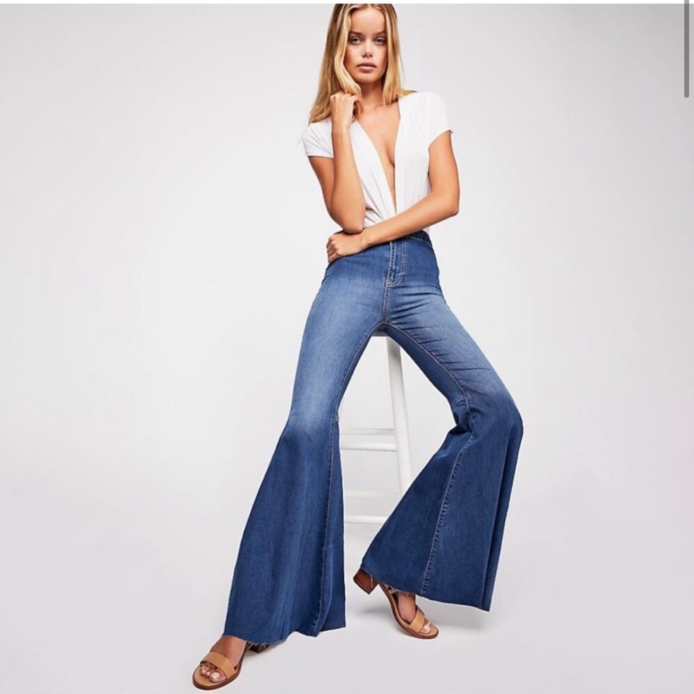Free People Just Float On Flare Jeans in Jericho